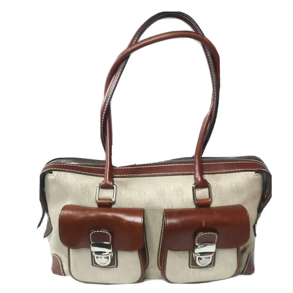Dooney & Bourke Signature Double Pocket Satchel Handbag Brown Retail $285